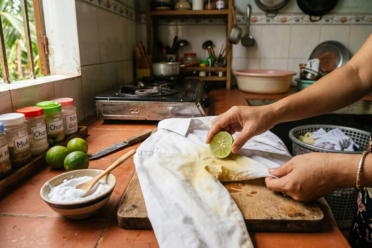 Bí quyết xử lý vệt ố vàng nách áo sơ mi trắng siêu đơn giản tại nhà